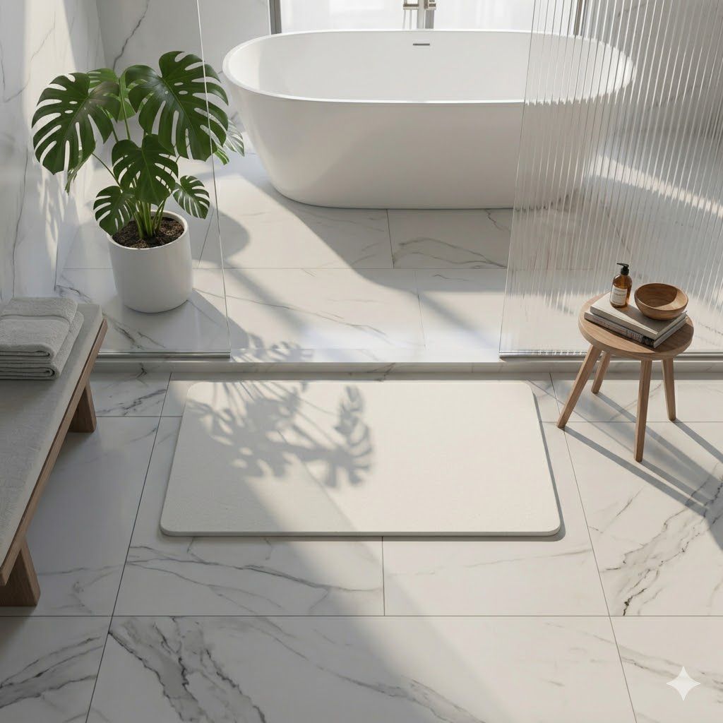 Baño limpio con piedra de diatomita Kaia